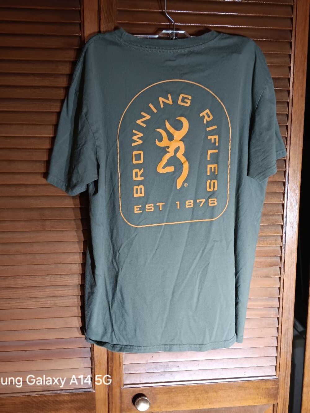 BROWNING Mens Large Green Rifles Est 1878 Buckmark Hunting Graphic Shirt 22 P2P